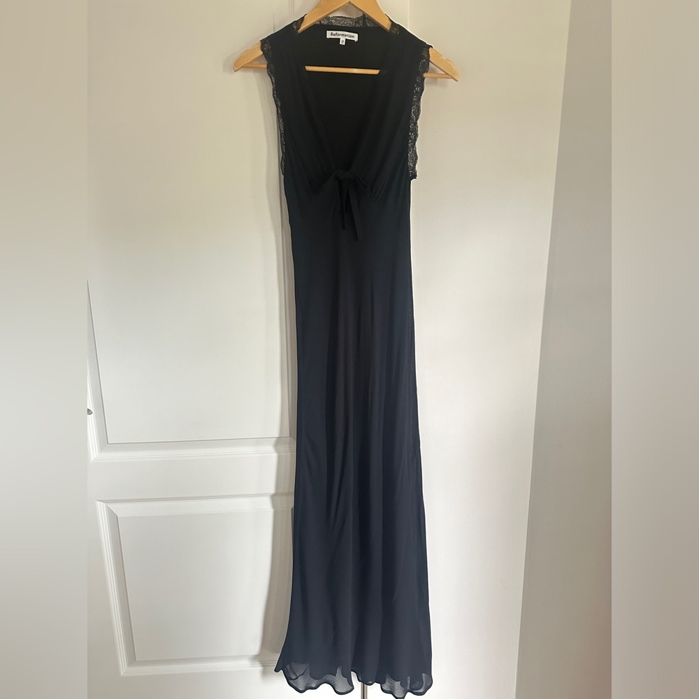 NEW  Reformation Sharla Long Dress Lace Black | size XS - Picture 6 of 9